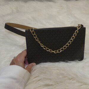 NWoT Michael Kors Brown & Gold Chain Belt Bag Fanny Pack MK Logo Size M
